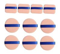 Mikinona 10pcs Dual-use Makeup Powder Puff Set 6 Round Sponges for Wet and Dry Application for Foundation and Loose Powder Skin Color
