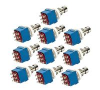 Mikinona 10pcs Guitar Effects Pedal 3PDT 9-pin Foot Switch True Bypass Metal Instrument Button Suitable for Vintage Pedal Rewiring LED Status Light Control