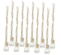 Mikinona 10pcs Hanging Car Diffuser Glass Bottles 8ml Small Aroma Containers with Wood Caps for Improving Mental Clarity and Mood Boosting in Vehicle Interior