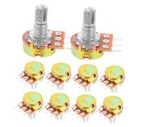 Mikinona 10pcs High Precision Single-gang Rotary Taper Potentiometers for Guitar Audio Volume Control Variable Resistors Terminal Shaft for Electronic Projects and Instruments