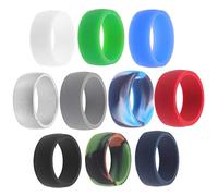 Mikinona 10Pcs Men Women Silicone Sports Rings Wide Wear Resistant Finger Bands for Gym Exercising Scratch Flexible Finger Ring Ornaments Safe Durable Wedding Alternative