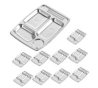 Mikinona 10pcs Miniature Dollhouse Food Plates Silver Mini Kitchen Prop Realistic Divided Dinner Plates for DIY Micro Landscape Decor