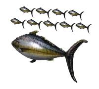Mikinona 10pcs Ocean Foil Tuna Balloons Metallic Inflatable Fish Party Decorations for Underwater Birthday, Realistic Sea Animal Balloons for ’ Beach and Fishing Theme Events