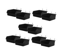 Mikinona 10pcs Plastic Compartment Box with Hooks Pegboard Organizer Bins Thickened Peg Board Containers for Garage Workshop Office Storage and Parts Sorting