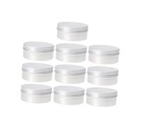 Mikinona 10Pcs Reusable Aluminium Cosmetic Jars with Screw-Top Lids, round Silver 250Ml Tin Containers for DIY Makeup Storage