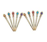 Mikinona 10pcs Vintage Hair Sticks Retro Chignon Pins Rhinestone Hair Sticks for Buns for Women