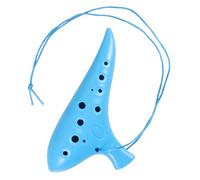 Mikinona 12-hole Plastic Ocarina Flute Washable Alto Wind Instrument for Kids Students Blue Random Color