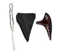 Mikinona 12 Holes Ceramic Ocarina in Red-brown Color Alto Music Instrument for Beginners and Professionals Songbook