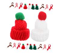 Mikinona 12pcs Christmas Hat and Scarf Set Little Hats Mini Caps for Crafts Elf Props Yarn