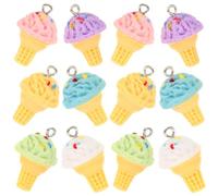 Mikinona 12pcs Delicate Resin Ice Cream Accessories with Smooth Surface for DIY Jewelry Making and Handicraft, Portable Ice Cream Charms for Bracelets, Key Rings Making, for Christmas