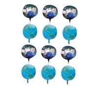 Mikinona 12pcs Earth Globe Balloons Aluminum Foil Planet Balloons for Birthday Travel Party Decorations Educational World Map for Classroom and Earth Day Celebrations