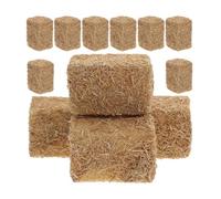 Mikinona 12pcs Mini Hay Stacks Wooden Miniature Farm Props for Dollhouse | Khaki Finish, Autumn Harvest Decoration, Suitable for Layout Scenes and DIY Accessory Use