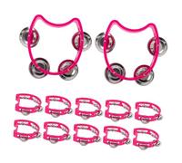 Mikinona 12pcs Plastic Tambourine with Jingle Bells Lightweight Handheld Percussion Instrument for Early Music Education Group Lessons and Rhythm Development in Classroom and Parties