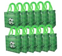 Mikinona 12pcs Soccer Snack Bags Non Woven Bags for Sports Parties for Treats and Goodies Storage for Football Themed Events and Decorations