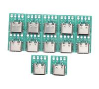 Mikinona 12pcs USB C Connector Board DIY Kit with Pcb Converter for Stable Serial Data Transmission USB Type-c Female Module for Cable Assembly and Fast Transfer in Home and Office Use