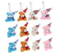 Mikinona 12pcs Women Keychain Accessories Christmas Hanging Decor Mini Peekaboo Plush Cute Stuffed Animal Pendants The Bear Bears Animals Key Chain Charm Little