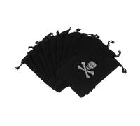 Mikinona 15pcs Halloween Pirate Drawstring Bags Black Skull Treasure Pouches Polyester Candy Treat Storage for Party Favors and Halloween Decor