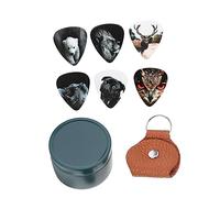 Mikinona 15pcs Medium Celluloid Guitar Picks Set with Case and Plectrum Bag, Creative Animal Pattern Acoustic and Electric Guitar Accessories for Guitarists and Music Practice