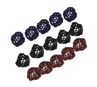 Mikinona 15pcs Professional Head Flower Stretchy Elastic for Women Handmade Crochet Bun Holders Invisible Hair Accessories for Ballet Dance Nurse Styling Includes Hair Net and Bun Maker