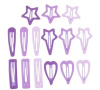 Mikinona 15pcs Snap Hair Clips Adorable Metal Barrettes for Little Girls Five-pointed Star Heart Teardrop Rectangle Four-pointed Star Lightweight Comfortable Hair Accessories for Daily Wear
