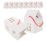 Mikinona 15Pcs White Paper Candy Boxes with Handles Little House Design for Christmas Party Easter Birthday Gift Packing Sturdy and Elegant Treat Packaging for Adults