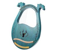 Mikinona 16-string Wooden Lyre Harp Portable Blue Harp Musical Instrument Suitable for Children and Adults Ancient Style Wood for Music Practice and Performance Random Color