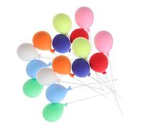 Mikinona 16pcs Doll House Decoration Balloons Cake Picks Round Balloon Cupcake Topper Decorations Accessories Colorful Resin
