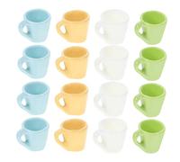 Mikinona 16pcs Mini Coffee Mugs for Dollhouse Accessories for Kitchen Play Easy to Display Carry Miniature Cups in Sky Blue Yellow White Green
