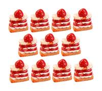 Mikinona 16pcs Realistic Artificial Strawberry Cake Model Lightweight Miniature Dessert Decor for Home Kitchen Display Cake Shops Festivals and Houses
