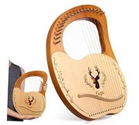 Mikinona 19-string Portable Wooden Lyre Harp Set with Metal Strings, Tuning Key, Five Accessories and Black Carrying Bag - Musical Instrument for Beginners, Suitable for Music Practice