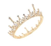 Mikinona 1Pc Chic Bride Crystal Crown Ancient Copper Round Baroque Style Hair Decor for Weddings Parties and Birthdays Headpiece for Brides and Bridesmaids Durable and Elegant Design