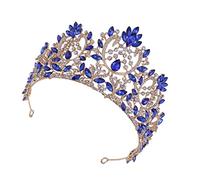 Mikinona 1pc Luxurious Baroque Style Bride Crown Vintage Rhinestone Inlaid Headpiece for Weddings Cosplay and Photography Elegant Headdress for Special Occasions Blue