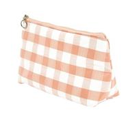 Mikinona 1pc Portable Plaid Cosmetic Bag Makeup Storage Pouch for Daily Use Lightweight Canvas Material for Cosmetics and Essentials for Travel and Home Organization