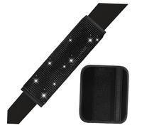 Mikinona 2 Pcs Bling Rhinestone Car Shoulder Pads Microfiber Leather Cushion Covers for Women Scratch Resistant Protective Car Pads Easy Installation Automotive Interior Accessories