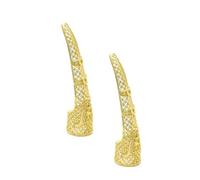 Mikinona 2 Pcs Copper Fingertip Covers Hollow Floral Nail Caps Fingernail Decors Performance Finger Accessories for Costume and Nail Art