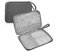 Mikinona 2 Pcs Grey Digital Accessories Organizer Bags Large Capacity Travel Data Cable Storage Pouches Durable Polyester Electronics Packing Case for Chargers Earphones USB Drives Portable