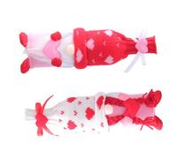 Mikinona 2 Pcs Valentine’S Day Decorative Wine Bottle Sleeves Set with Anti-Scratch Fabric Covers, Romantic Heart Design for Red Wine Bottles, Home Dining Table Adornments