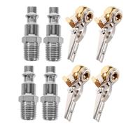 Mikinona 2 Set Locking Tire Inflator Chuck Npt Threaded Air Chuck with Clip Tire Valve Adapter for Cars Trucks Motorcycles Easy to Use Portable Efficient Airflow for Quick Inflation