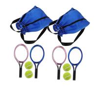 Mikinona 2 Set Miniature Tennis Rackets with Balls Realistic Lightweight Dollhouse Sports Equipment for Interactive Roleplay Collaborative Social Play and Decorative Miniature Scenes