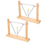 Mikinona 2 Sets Beginner Triangle Bell Percussion Instruments for Metal Bells Wooden Stands and Strikers Lightweight Music for Practice and Family Fun
