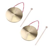 Mikinona 2 Sets Creative Gongs with Wooden Stick Deep Pitch Long Vibration Traditional Chinese Percussion Instruments for Music Development and Fun Play