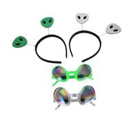 Mikinona 2 Sets Dressing Props Halloween Costumes Glasses Space Themed Party Favors Glitter Antenna Head Boppers Martian Antenna Headband Space Theme Party Favors Plastic