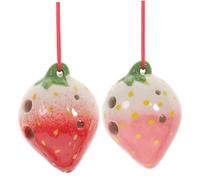 Mikinona 2 Sets Fruit Shaped Ocarinas for Wind Instruments with Lovely Strawberry Design for Beginner Music Practice and Random Color