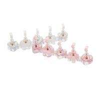 Mikinona 2 Sets Magnetic Nail Holders Clear Resin Nail Stand for Painting Practice Heart Strip Shapes with Holographic White and Pink for DIY Salon and Beginners
