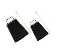 Mikinona 2 Sets Metal Cowbell Noise Makers with Mallet Sticks Loud Cheering Bells for Percussion Drum Set Sporting Events Early Education Musical Instruments in Classic Black