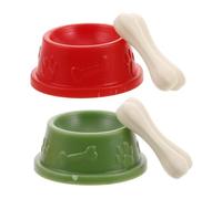 Mikinona 2 Sets Miniature Dollhouse Pet Food Bowls with Bone Accessories Realistic Plastic Dog Food Dish for Versatile Decorative Water Bowls for Dollhouses and Pet Accessories