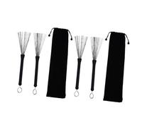 Mikinona 2 Sets Stainless Steel Drum Brushes with Carry Bag Heavy Duty Wire Drumsticks for Jazz Drums Steel Brush Kit for Percussion Accessories