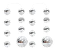 Mikinona 2 Strings of Silver Glass Mirror Disco Ball Decorations Hanging Party Wedding Multi-functional Photo Background Hanging Ornaments