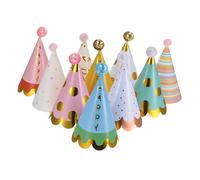 Mikinona 20 Pcs Colorful Paper Party Hats for Birthday Celebrations Festival Decorations for Adults Easy to Distribute Cone Crowns for Showers and Year End Parties
