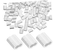 Mikinona 200pcs Aluminum Crimping Loop Sleeves Double Wire Rope Cable Clamps Steel Cable Ferrules Silver for Dog Leashes Clothes Lines